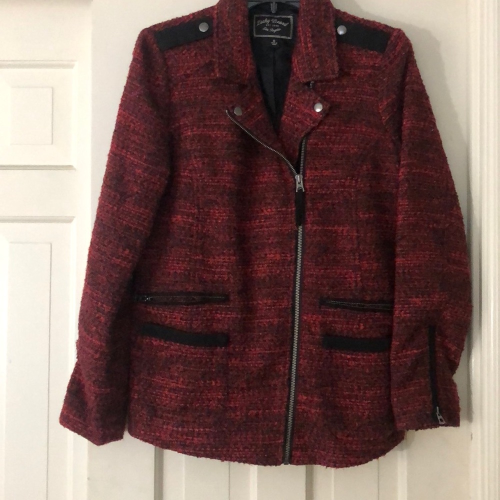 Red/black jacket similar to a blazer